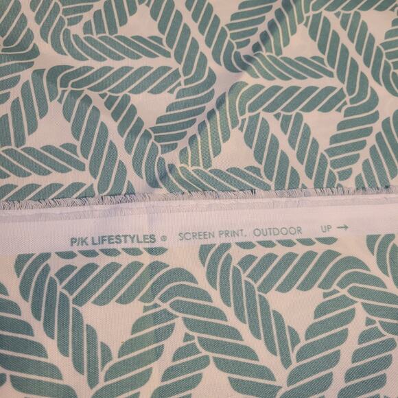 P/K Lifestyles Outdoor Screen Print Fabric Rope Design 54"x51" Cream Green - Picture 7 of 12